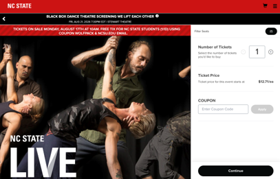 Screenshot of Ticket Central on a desktop