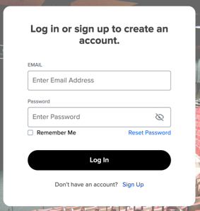 Screen shot of Ticket Central login screen on a desktop